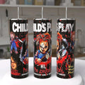 Chucky Child's Play Hi I'm Chucky blood splatter red black 20oz skinny tumbler