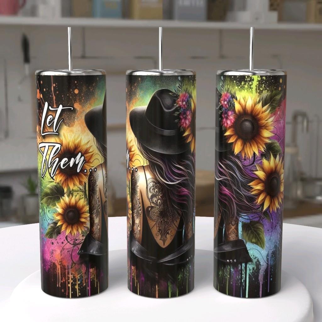 Let Them Tattooed Woman Sunflower 20oz Tumbler
