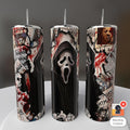 Ghostface Scream blood splattered newspaper collage 20oz skinny tumbler