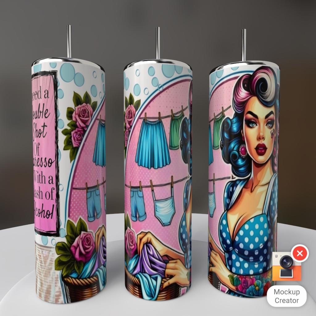 Double Shot of Espresso with a Dash of Alcohol Pin-Up 20oz Tumbler