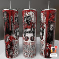 Just a Girl Who Loves Horror Movies messy bun blood drip 20oz skinny tumbler