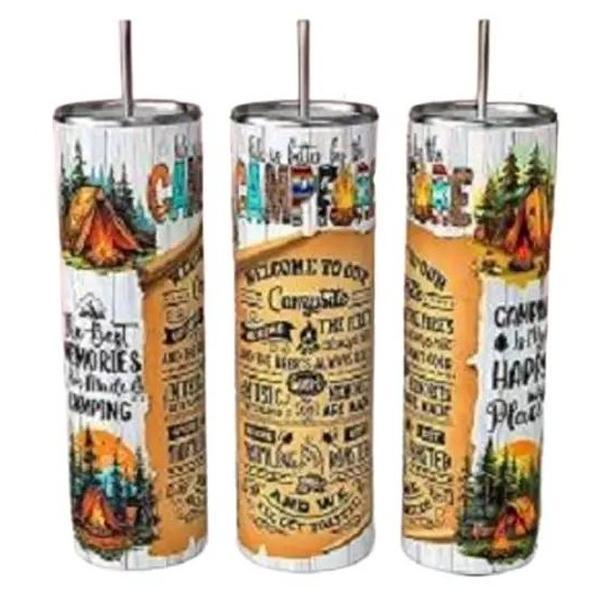 Life is Better by the Campfire rustic camping quotes 20oz skinny tumbler