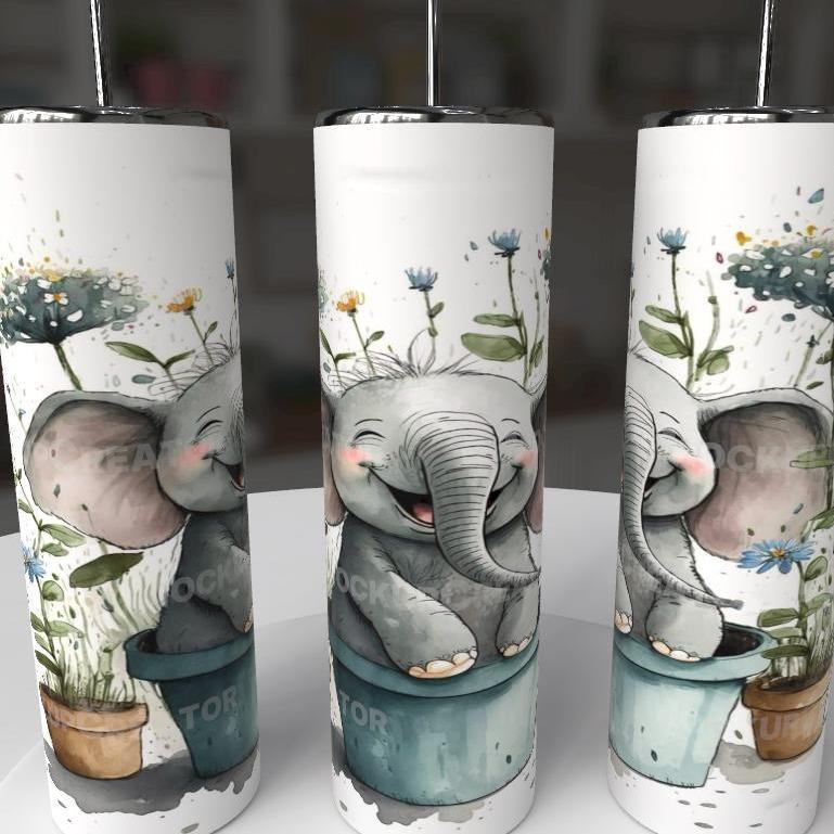 Cute Baby Elephant Whimsical 20oz Tumbler