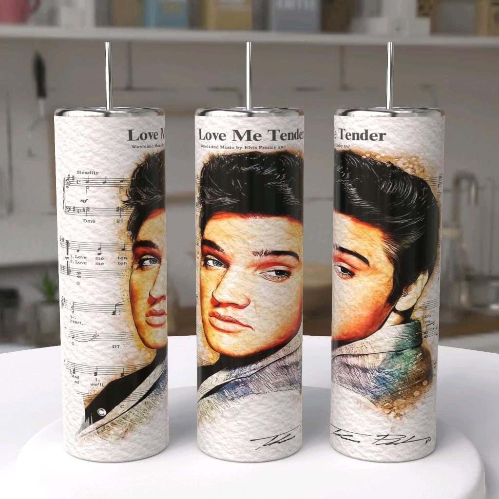 Elvis Presley Love Me Tender sheet music 20oz skinny tumbler