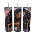 Holographic Queen 20oz Skinny Tumbler with iridescent rainbow portrait wrap design