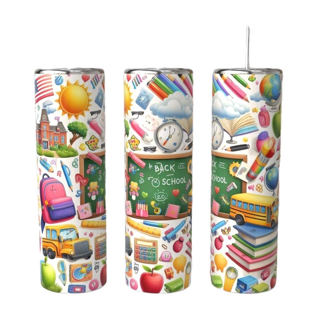 Back to School Colorful School Supplies 20oz Tumbler