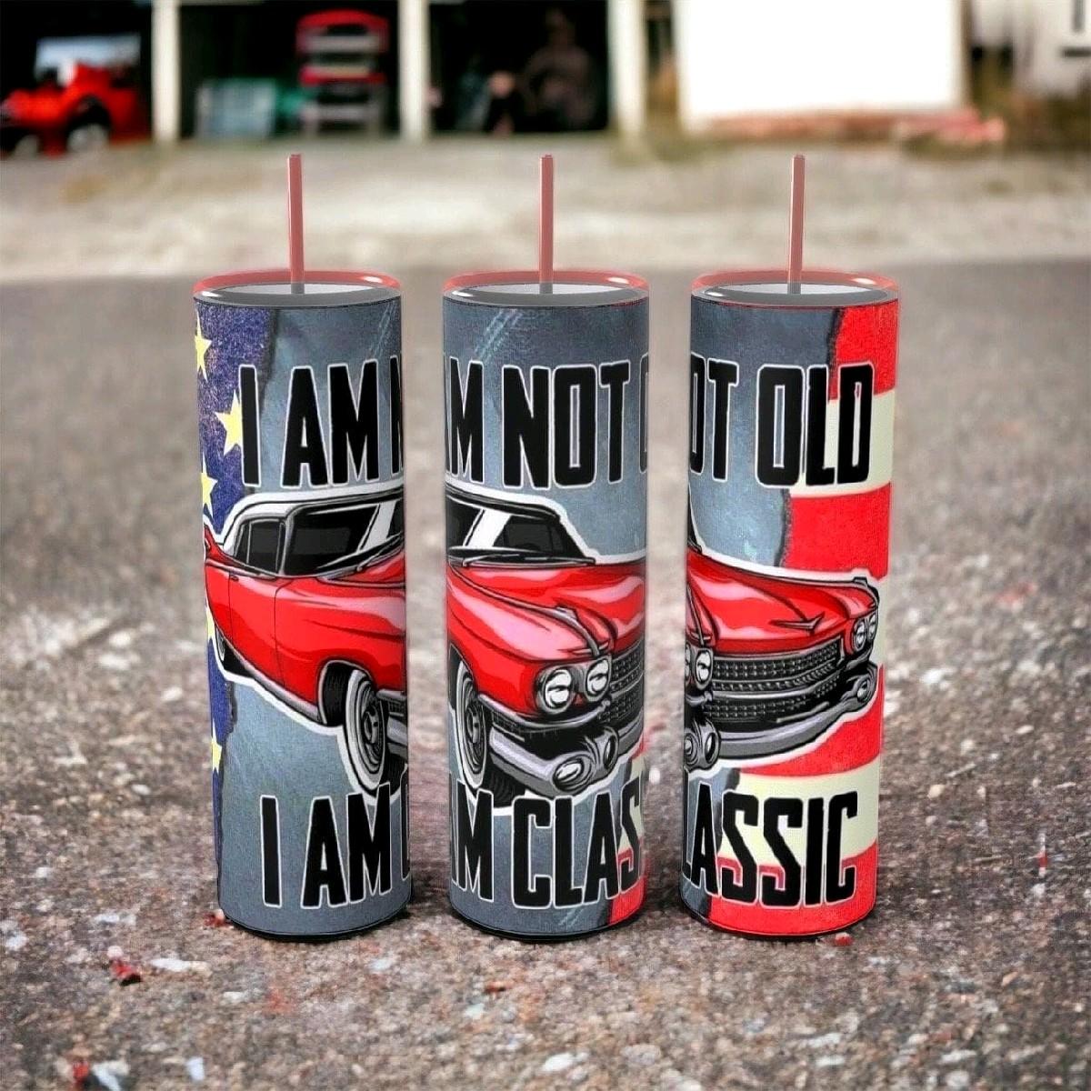 I Am Not Old I Am Classic Car American Flag 20oz Tumbler