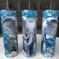 3D Blue Elephant Floral 20oz Tumbler