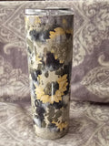 Sunflowers & Gray Leopard 20oz Skinny Tumbler