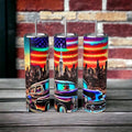 Classic Car City Skyline American Flag Neon 20oz Tumbler