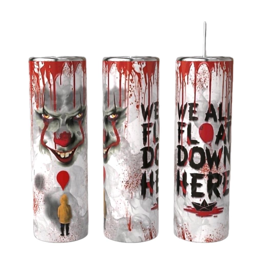 Pennywise We All Float Down Here blood drip 20oz skinny tumbler