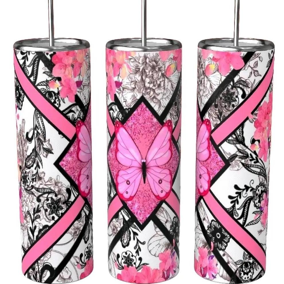 Pink Butterfly Lace 20oz Tumbler
