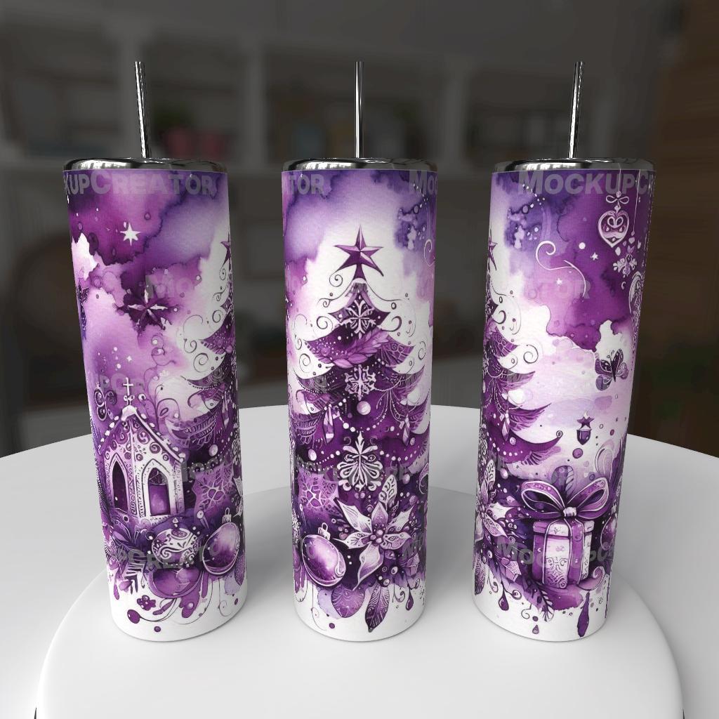 Purple Christmas Tree Tumbler
