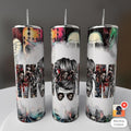 Horror Mom Messy Bun Michael Myers sunglasses MOM collage 20oz skinny tumbler