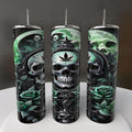 Cannabis Skull Green Roses Tumbler