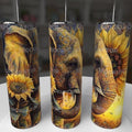 Elephant & Sunflowers Golden 20oz Tumbler