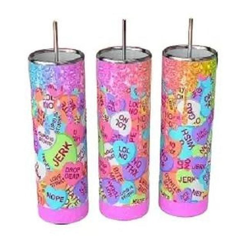 Candy Hearts Jerk 20oz Skinny Tumbler - Funny Valentine Gift
