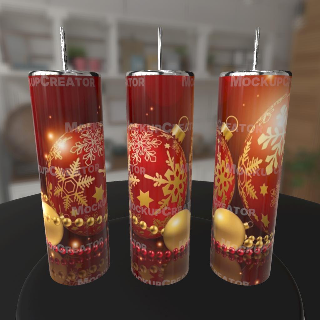 Red Christmas Ornaments 20oz Skinny Tumbler