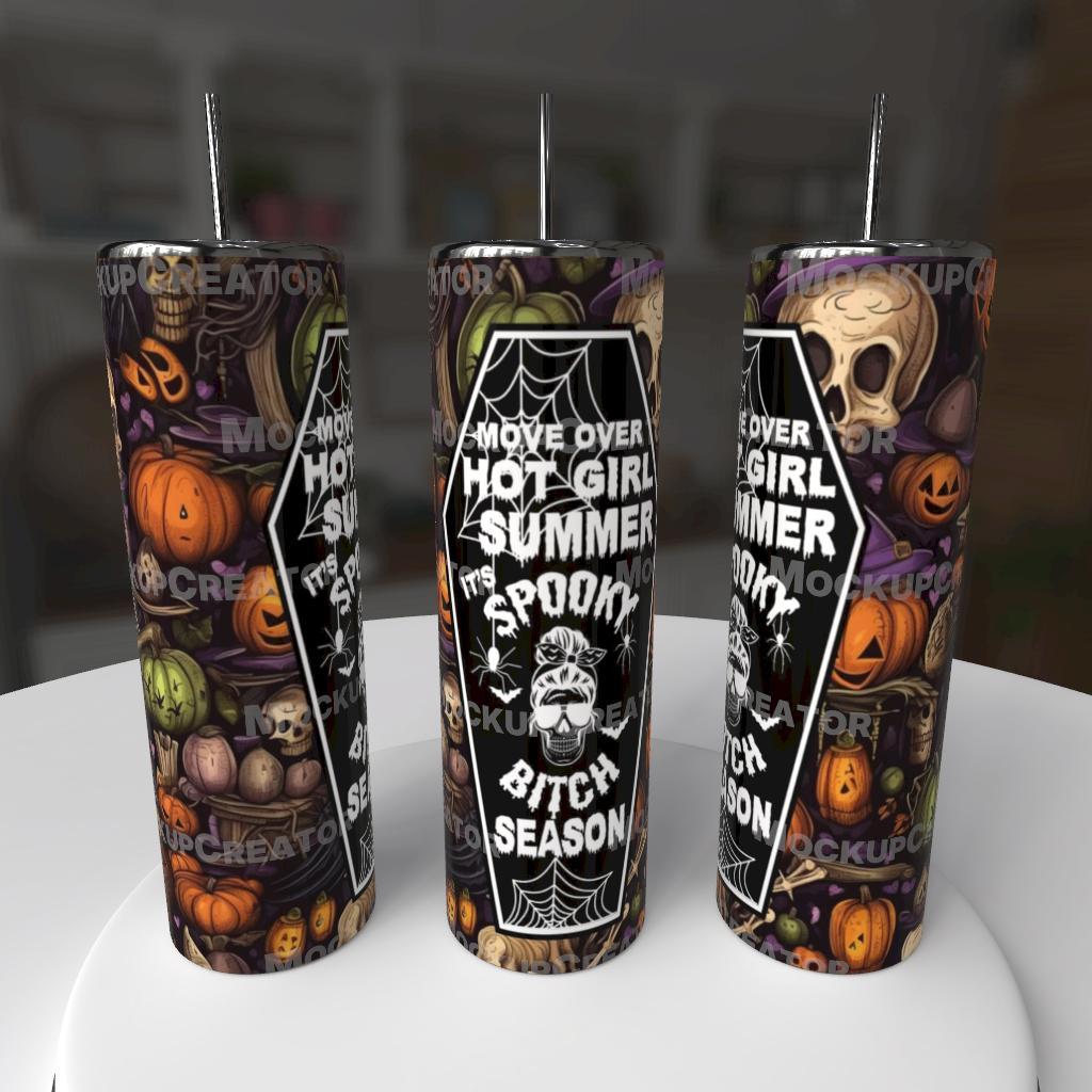 Spooky Bitch Season Pumpkins & Skulls 20oz Tumbler