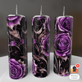 Gothic Purple Roses & Skulls 20oz Skinny Tumbler