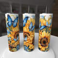 Blue Butterfly Sunflower 20oz Tumbler