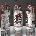 Just a Girl Who Loves Horror Movies messy bun 20oz skinny tumbler