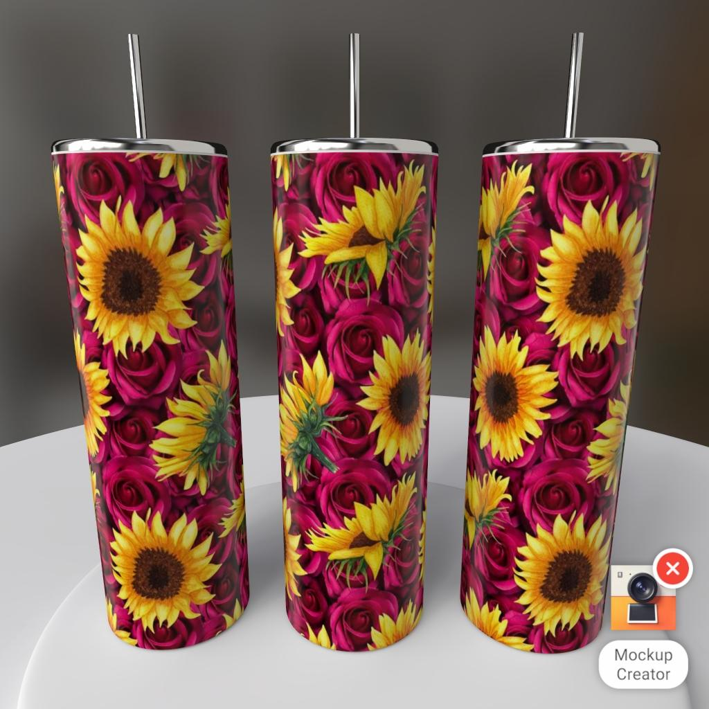 Gothic Purple Roses & Skulls 20oz Skinny Tumbler