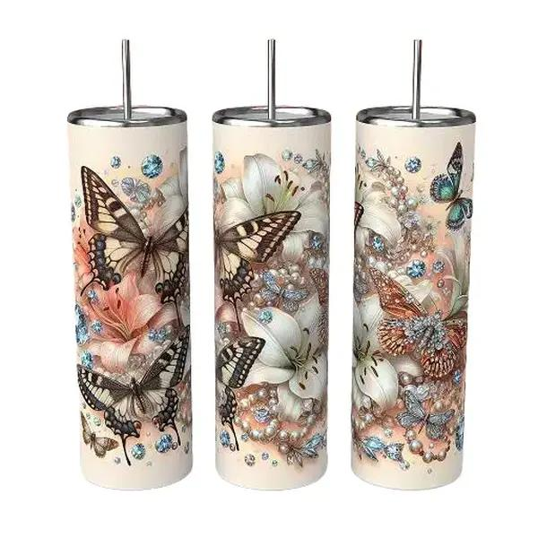 Jewel Pearl Swallowtail Butterfly Lily 20oz Tumbler