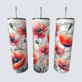 Watercolor Poppies & Music Notes 20oz Skinny Tumbler