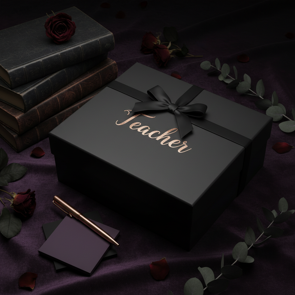 Teacher Mystery Box - premium dark romance bookish gift box with rose gold Teacher lettering
