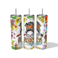 Beach messy bun leopard print tropical 20oz skinny tumbler