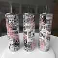Horror Headlines 20oz Stainless Steel Tumbler - vintage horror newspaper magazine collage with pink splatter
