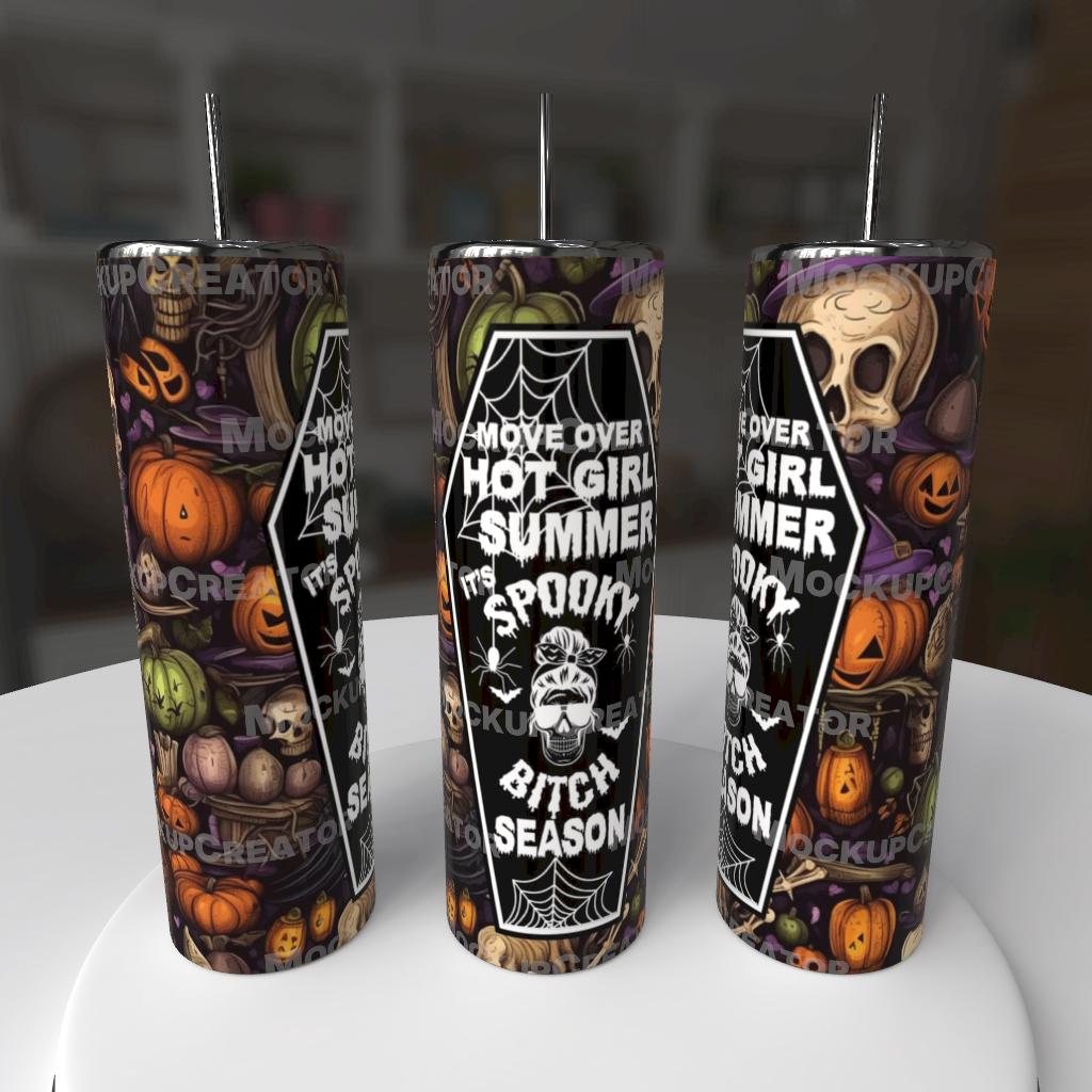 Move Over Hot Girl Summer It's Spooky Bitch Season 20oz Tumbler - Chucky and Jason horror design