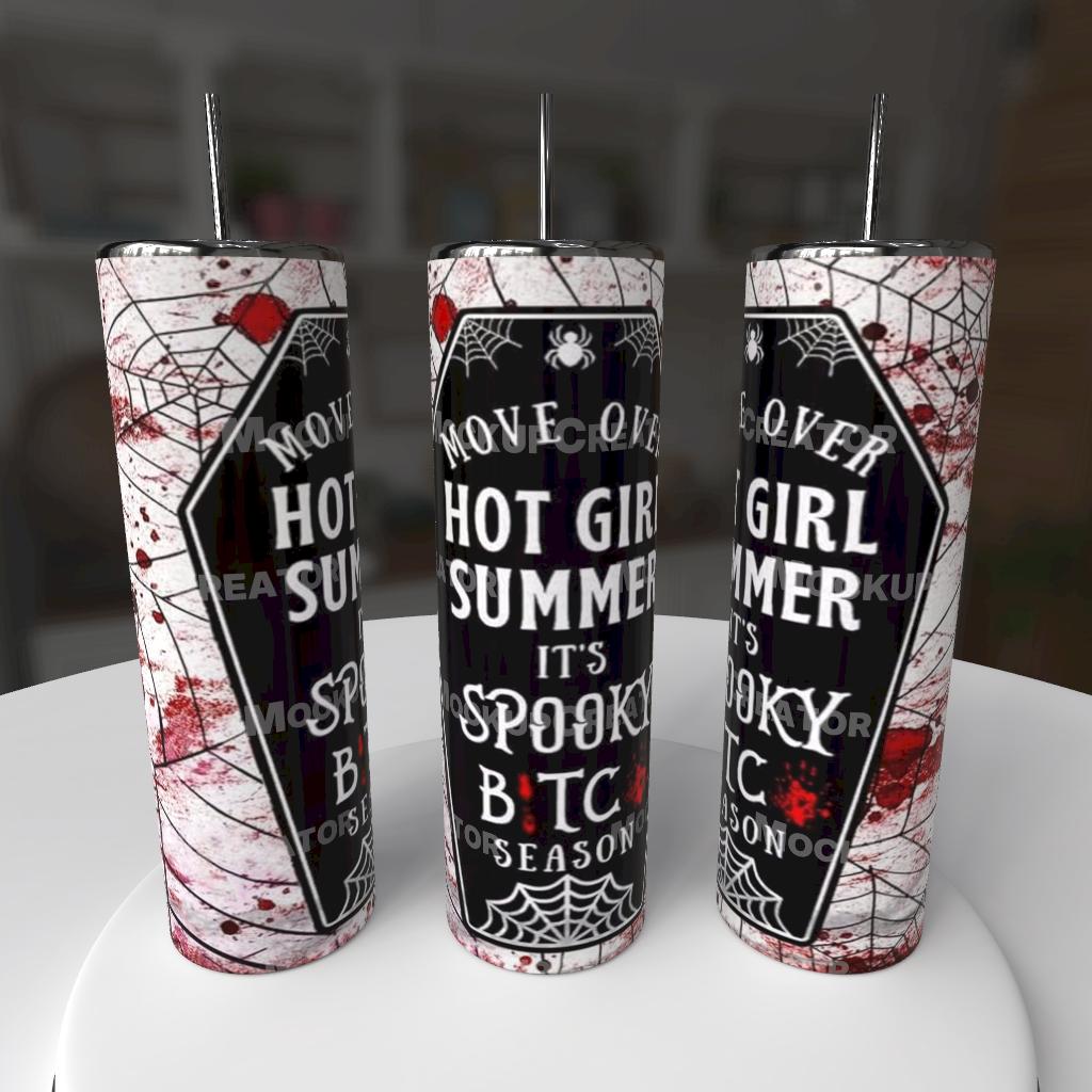 Move Over Hot Girl Summer It's Spooky Bitch Season 20oz Tumbler - holographic razor blade design